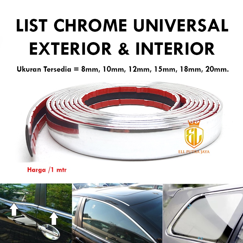 List Chrome Moulding Jendela Pintu Mobil Silver Universal