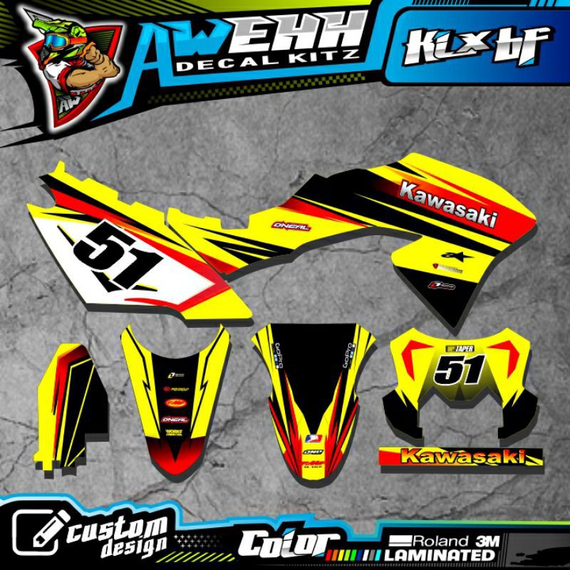 DECAL KLX BF KLX BF 150 KLX BF G KLX BF L KUNING HITAM