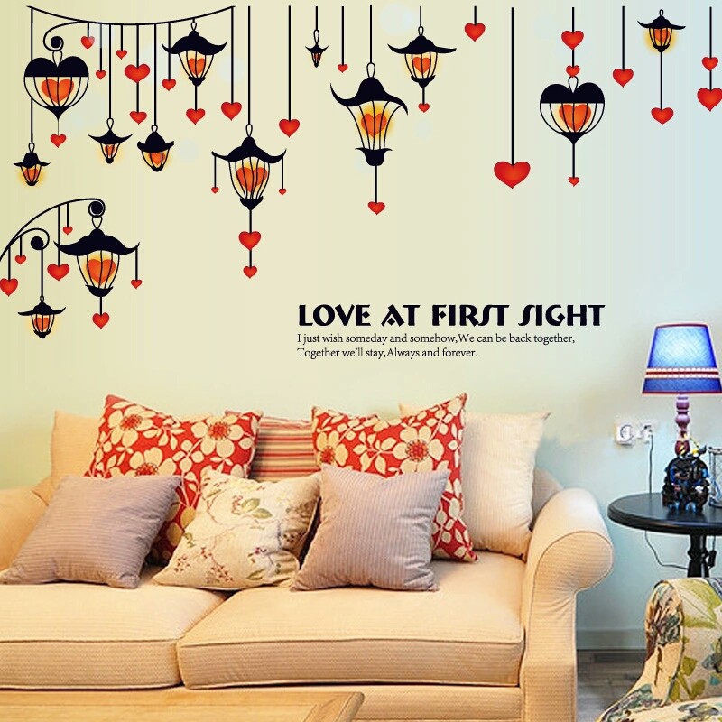 RELIZA WALL STICKER LAMPU GANTUNG LAMPION HATI LOVE FIRST SIGHT SK9147 STIKER DINDING