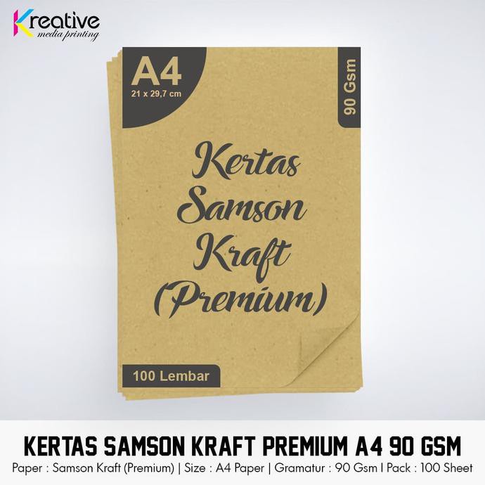 

Kertas Samson Kraft Premium (A4 / 90 gsm / 1 pack = 100 lbr)