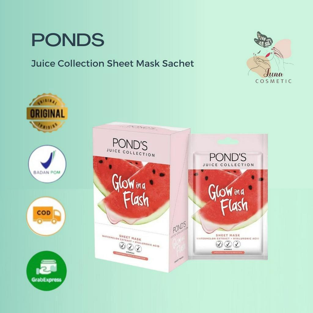 Ponds Juice Collection Sheet Mask / Masker Wajah Watermelon Extract + Hyaluronic Acid 20gr