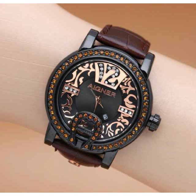 JAM TANGAN WANITA_AIGNER_BATIK SWAROVSKI 6 PILIHAN WARNA FREE BOX KANCING