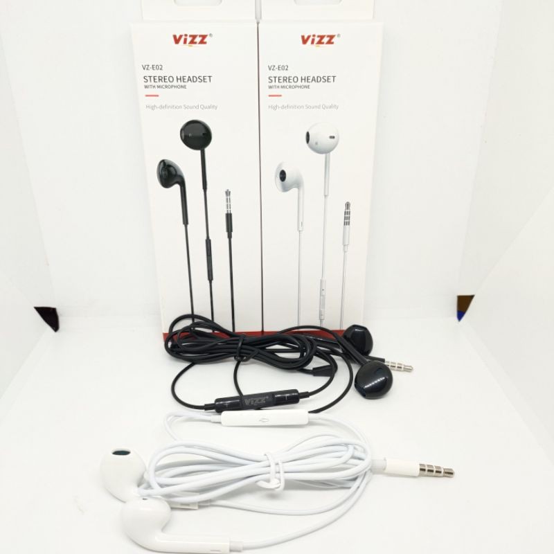 Handsfree Vizz E02 Stereo Headset Vizz Microphone Original Vizz