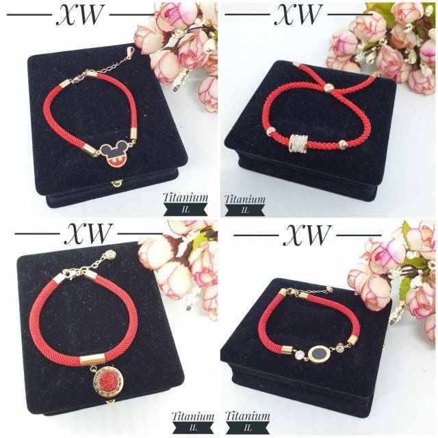 Gelang titanium tali merah G01074