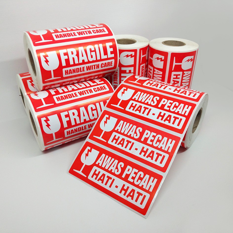 

HJK Stiker Label Fragile Handle with Care Stiker Awas Pecah Hati-hati 8,5 x 3,5 cm (1 roll/ 500 pcs)