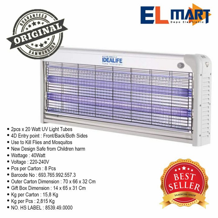 Alat Pembasmi Nyamuk Serangga Elektrik Idealife Insect Killer IL 40W