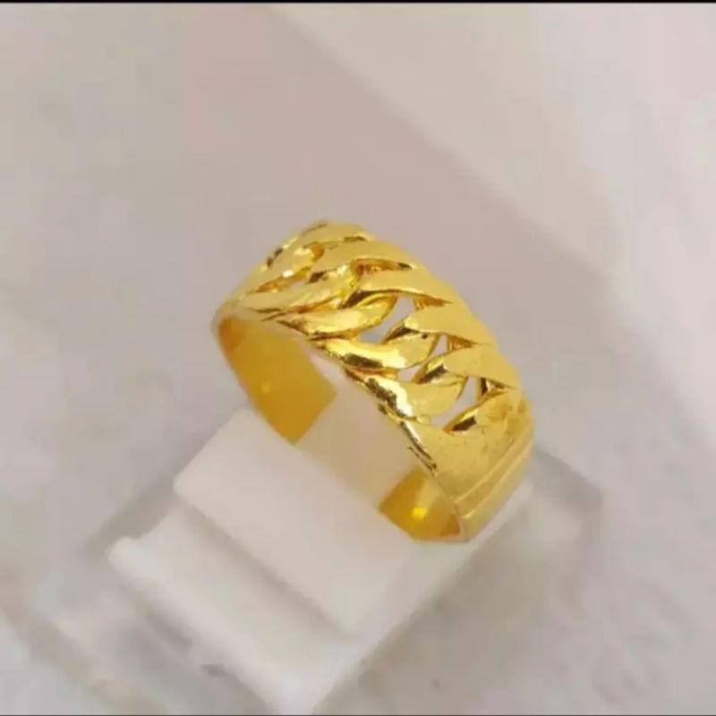 cincin rantai berlapis emas24K mirip dengan mas asli tidak mudah luntur