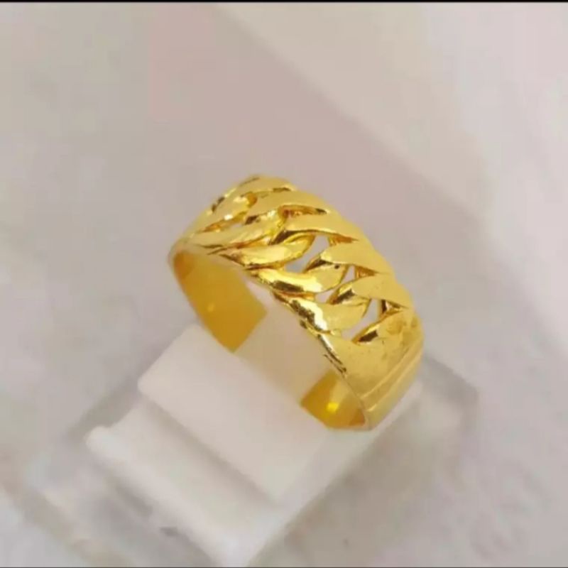 cincin rantai berlapis emas24K mirip dengan mas asli tidak mudah luntur