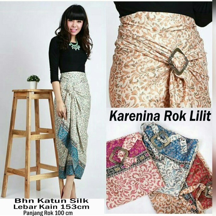 DISKON Rok Lilit Serut Semi Sutra Batik Bunga kode R028 (Good Quality) PRGSPORT