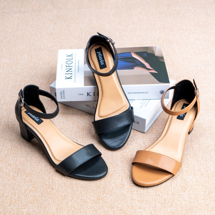 PROMO PLUVIA - ADELA SEPATU CHUNKY HEELS WANITA ANKLE STRAP T415T