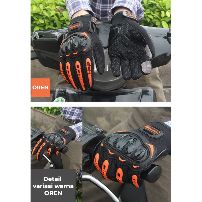 Sarung Tangan Motor Pria Dewasa Riding Tribe Touchscreen Kulit Batok Riding tribe Sporty Gloves kualitas bahan import FM