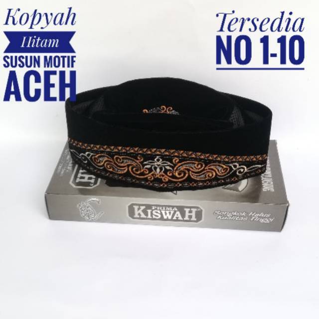 Kopyah Hitam Songkok Hitam Peci Hitam Motif Aceh Bordir