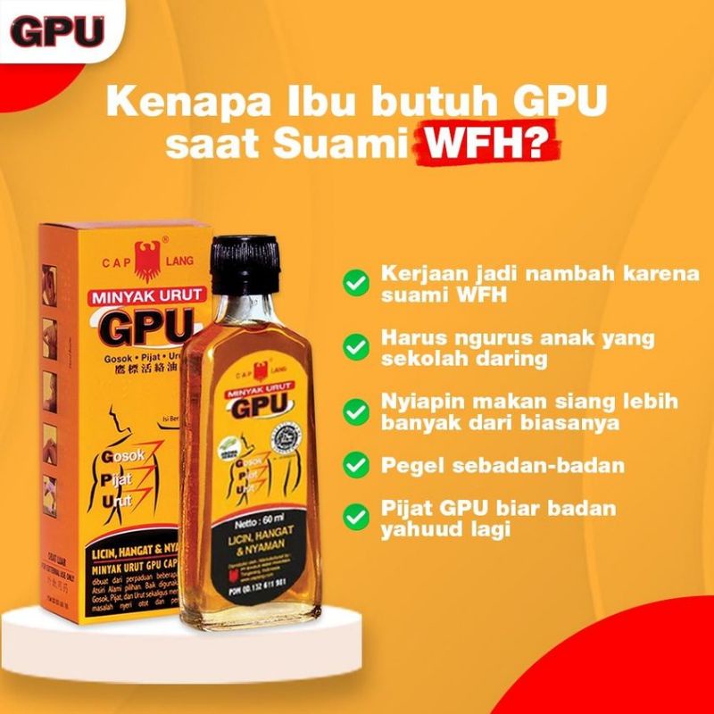 GPU Minyak Urut 30 ML Cap Lang Gosok Pijat Urut