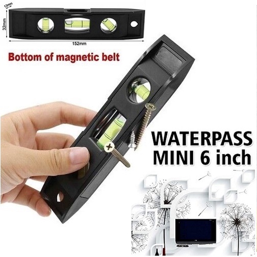 Waterpass Magnet 6 Inch Spirit Level Torpedo Water Pass Mini Magnetic Alat Ukur Vertikal Horizontal dan Diagonal