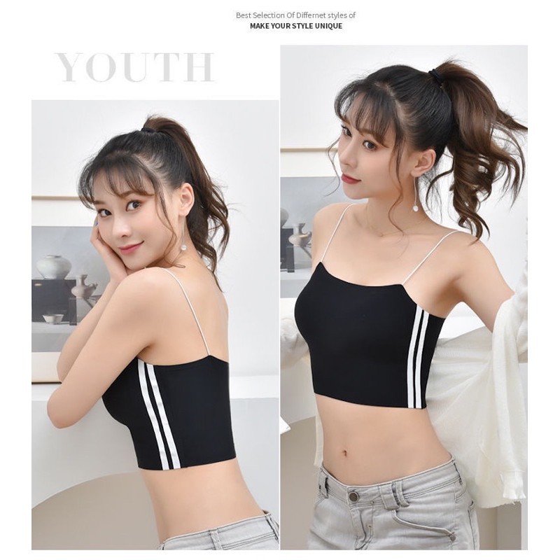 My Bra 025 Tank Top Bra Seamless Push-Up Pakain Dalam Atasan Wanita Bralette Garis Samping