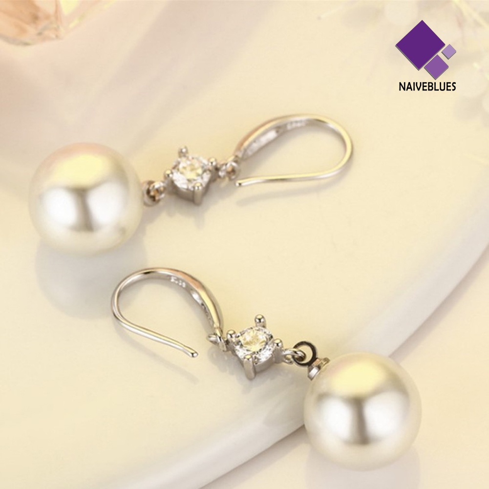 Anting Hook Cubic Zirconia Mutiara Imitasi Untuk Wanita