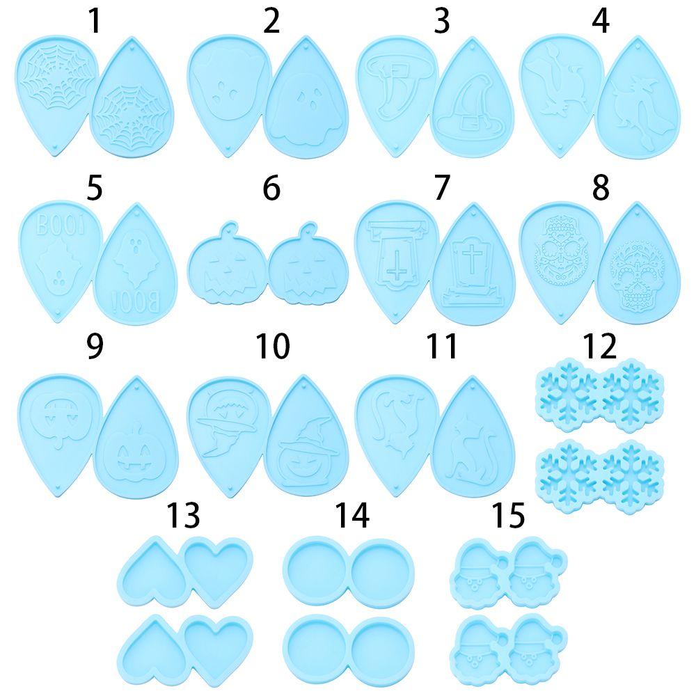 R-flower Earrings Silicone Mold Casting Snowflake Alat Membuat Perhiasan Cetakan Resin Halloween Labu