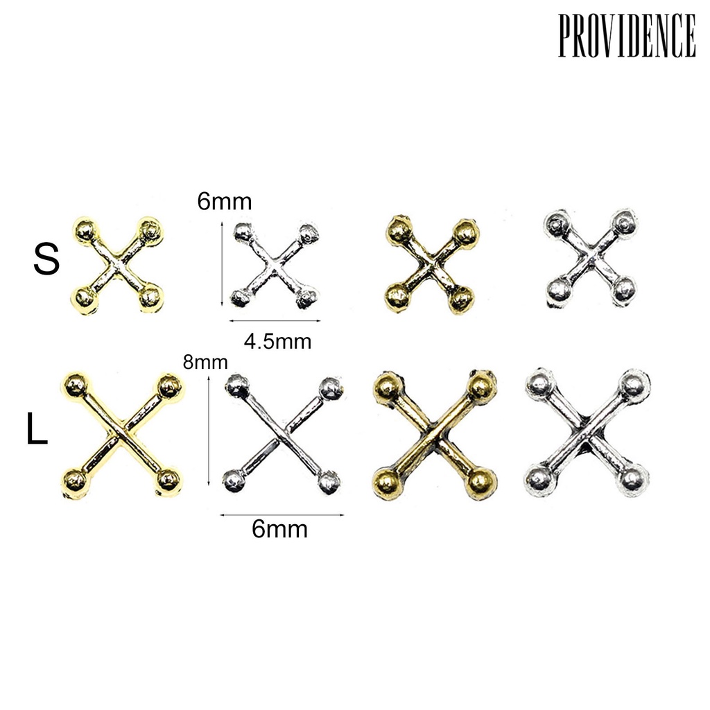 Providence 10Pcs / Set Stiker Kuku Motif Salib 3D Bahan Zinc Alloy Untuk Dekorasi Nail Art / Manicure