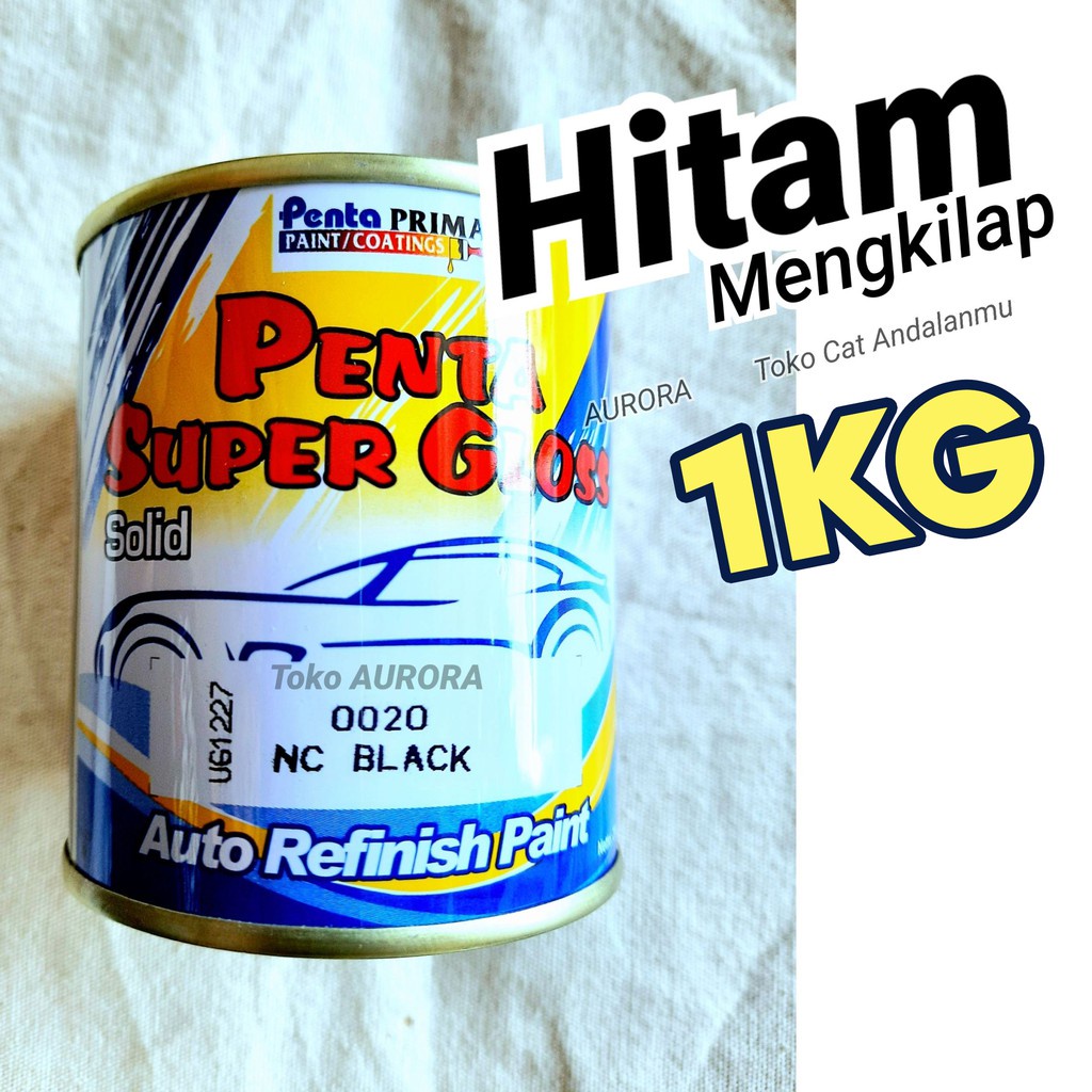 Penta Super Gloss Black Hitam Mengkilap 1Kg Solid Biasa Standart Cat Mobil Motor Sepeda Glos
