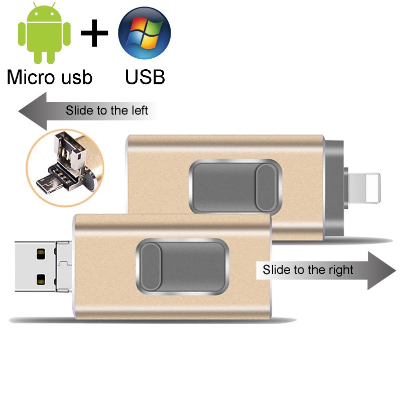 4 in 1 OTG USB Flash Drive 512GB Penyimpanan Eksternal Bahan Metal Untuk Ponsel PC