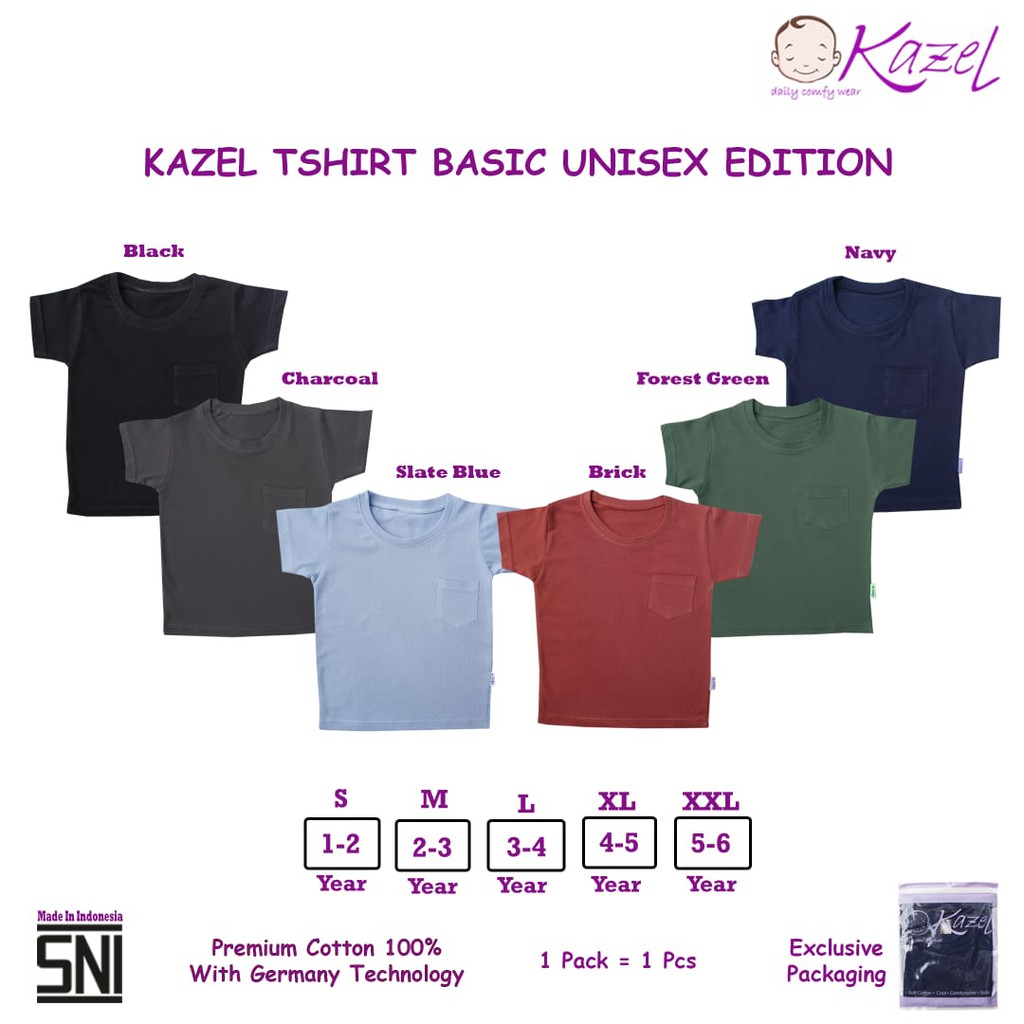 Kazel Tshirt Basic Pocket Atasan Anak Laki laki Unisex Edition CBKS SO
