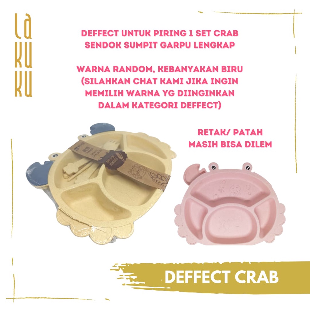 Lakuku - Feeding set 6 in 1 Crab Penguin wheat straw Peralatan Makan Anak Piring Gelas Mangkuk jerami gandum