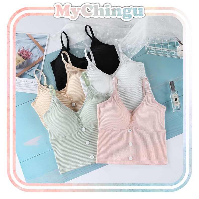 ❀ Chingu ❀ PW101 COD Tanktop Bra Tanpa Kawat Garis Fashion Korea Wanita Sexy Elastis Import Surabaya