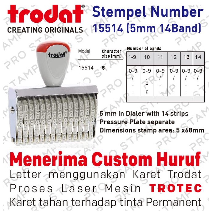 

Stempel Angka Manual 14 Digit 5mm Trodat 15514