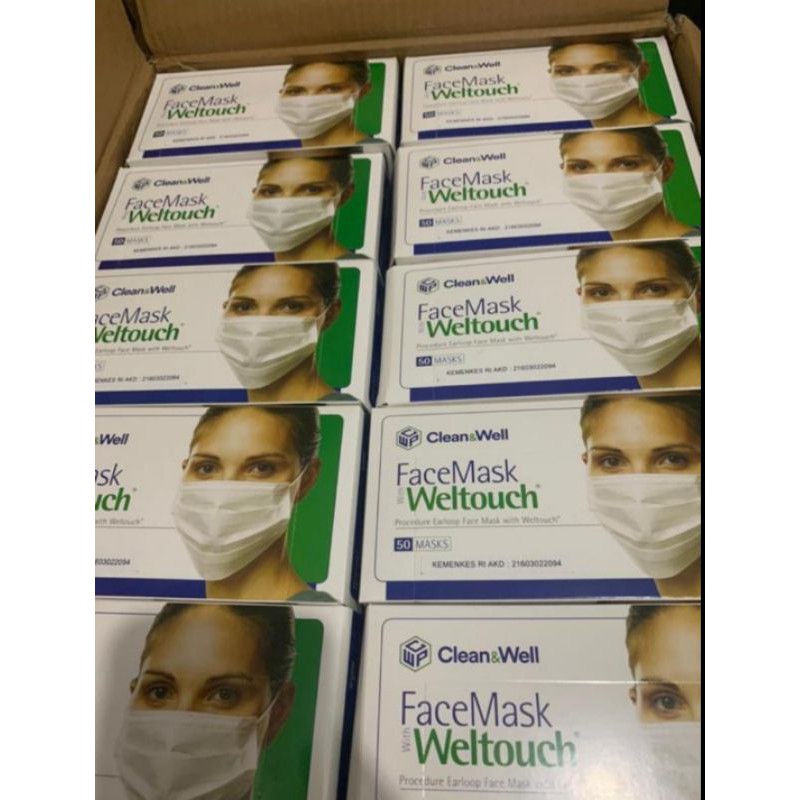 Masker medis surgical White welltouch kemenkes RI  @50 pcs