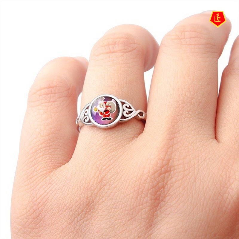 [Ready Stock]925 Silver Creative Temperature Sensing Santa Claus Ring