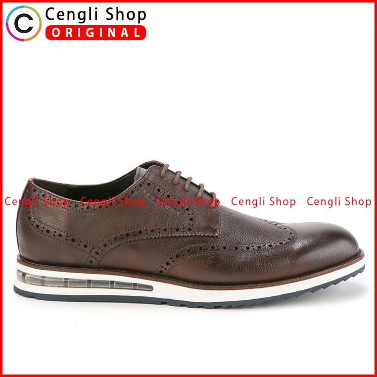 SEPATU OBERMAIN PRIA ORIGINAL PANTOFEL CASUAL KULIT ASLI COKLAT OM09