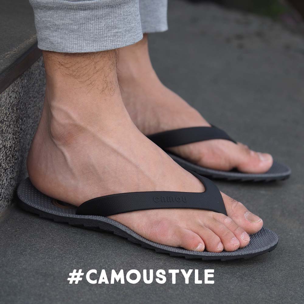 CAMOU - OWEN Titanium - Sandal Jepit Pria Premium Full Karet Warna Abu Hitam