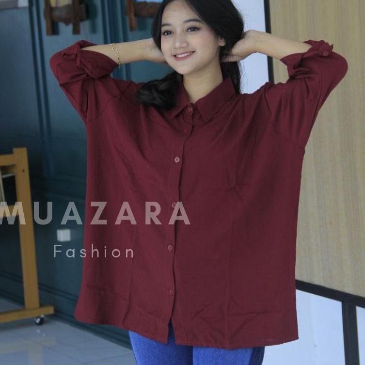 (PALING DICARI) Kemeja Wanita Jumbo LD 130 XXXL / Kemeja Polos Oversize