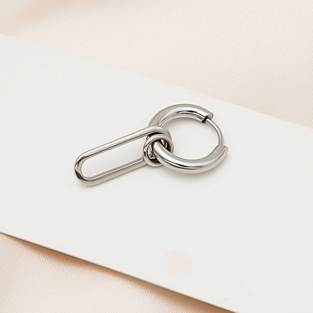 1 Pc Anting Hoop Bahan Stainless Steel Bentuk Persegi Geometris Gaya Gothic Hip Hop Untuk Pria Dan Wanita