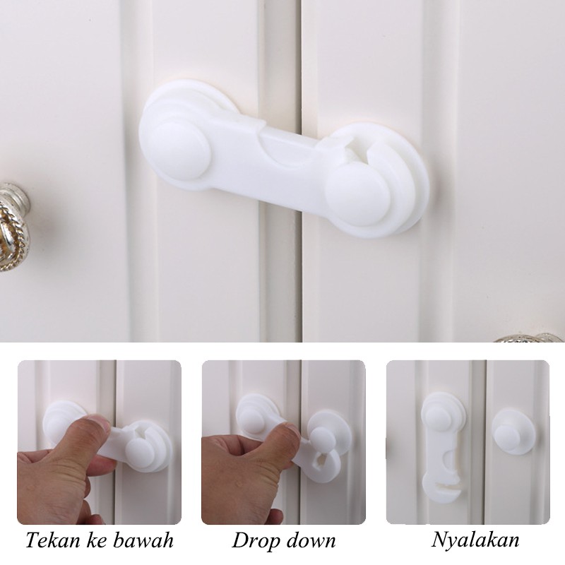 [Kaizen Living] Adhesive Child Lock Kunci Pengaman Laci Lemari Kulkas dan Lemari