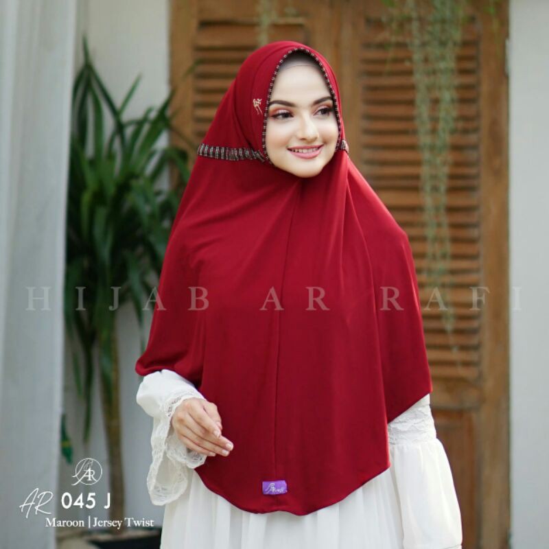 ARRAFI - AR 045 JUMBO GARIS NEW - HIJAB INSTAN - HIJAB JUMBO SERUT - HIJAB ORIGINAL ARRAFI