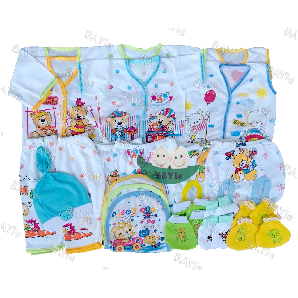 BAYIe - 19 PCS Paket Hemat Perlengkapan Baju Bayi Baru Lahir (New Born) Ekonomis dan Hemat PAKET 1