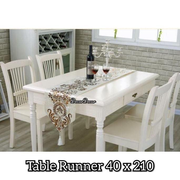 =====] table runner panjang - Bed Runner Bludru Suede Mewah 210 cm - Putih