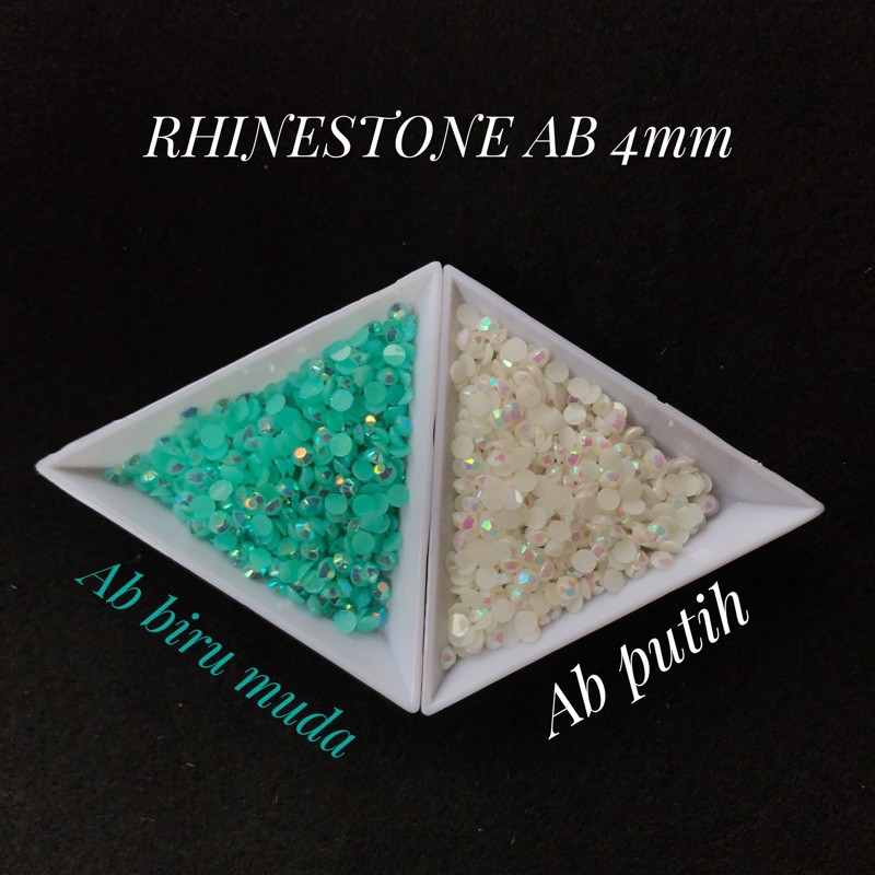 RHINESTONE 4mm AB PUTIH AB BIRU MUDA BAHAN TASBIH DIGITAL BLING BLING