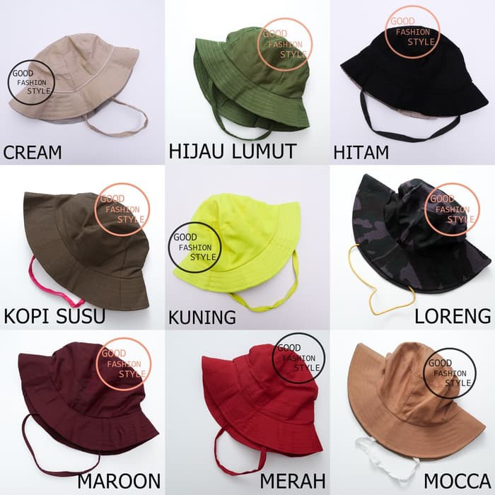 GFS Topi Bucket Hat / Bucket Hat Polos / Topi Pancing / Jungle Hat / Topi Rimba / Topi Hiking 108