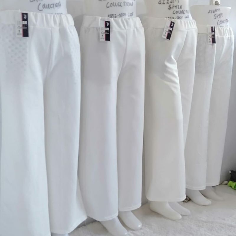 Celana kulot Scuba putih | Celana kulot panjang wanita