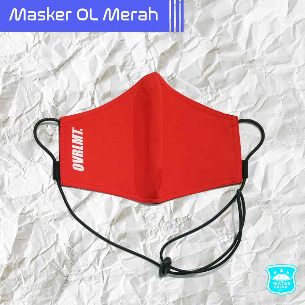 Overlimit Masker Waterproof Anti Air Merah / Masker Kain Cowok / Masker Premium Dewasa Pria Wanita