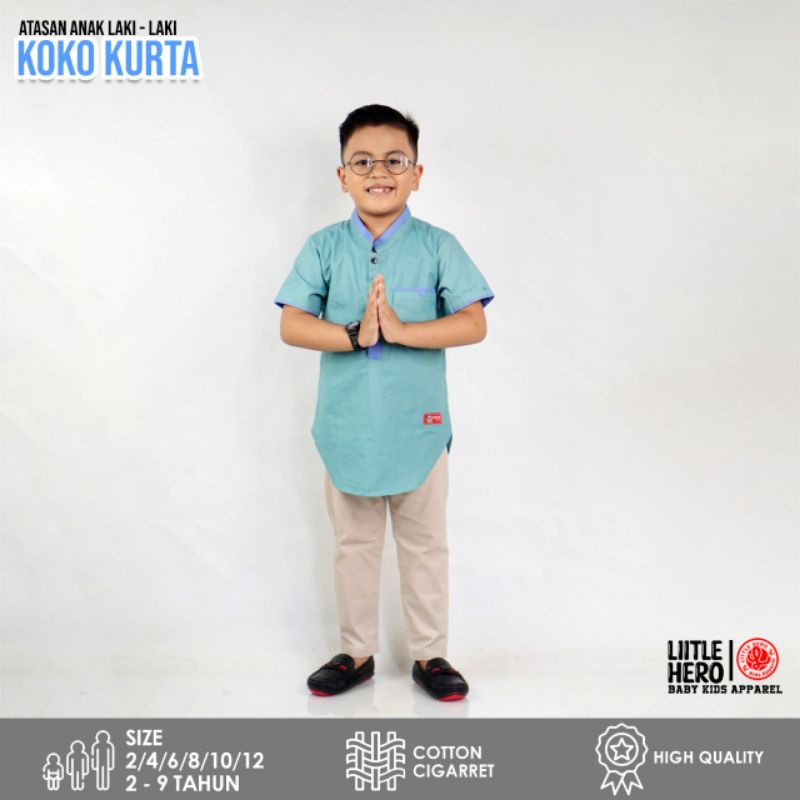Baju Muslim Koko Kurta anak laki laki usia 1-9 tahun