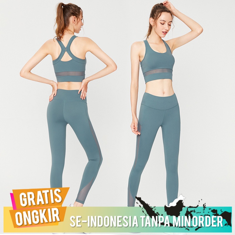 Pakaian Gym Wanita Hip Lift Yoga Celana Kecantikan Kembali Seksi Bra   baju