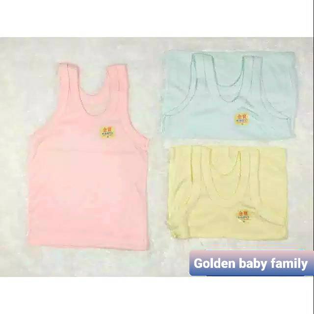 6 Pcs Kaos Dalam Bayi Kimpo Cotton TC Warna / Putih Size o-xl Stiker Kuning