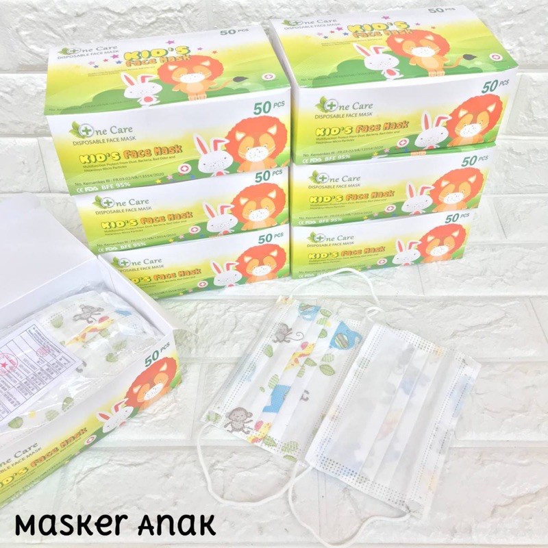 MASKER ANAK MOTIF 3PLY BOX RANDOM / MASKER ANAK EARLOOP NONWOVEN MURAH