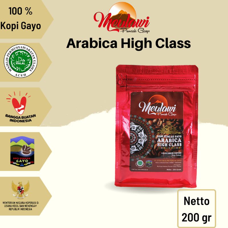 

Kopi Gayo Arabica High Class 200gr- Meulawi Kopi Puncak Gayo
