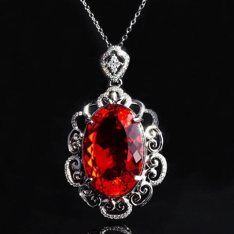 Kalung Rantai Dengan Liontin Batu Hias Warna-Warni Mewah Untuk Wanita