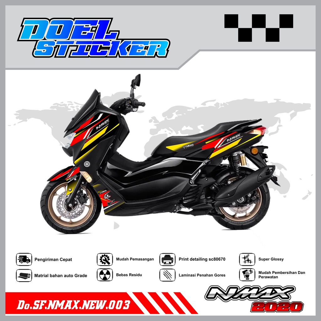 STICKER STRIPING NMAX NEW 2020 - STICKER STRIPING LIST VARIASI HOLOGRAM , CROME YAMAHA NMAX NEW 2020 DOEL 003