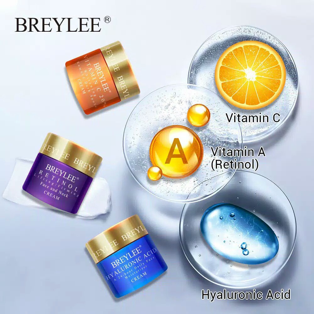 BREYLEE Face Cream / krim Wajah Hyaluronic Acid Moisturizing  Vitamin C Retinol Anti Wrinkle 40g